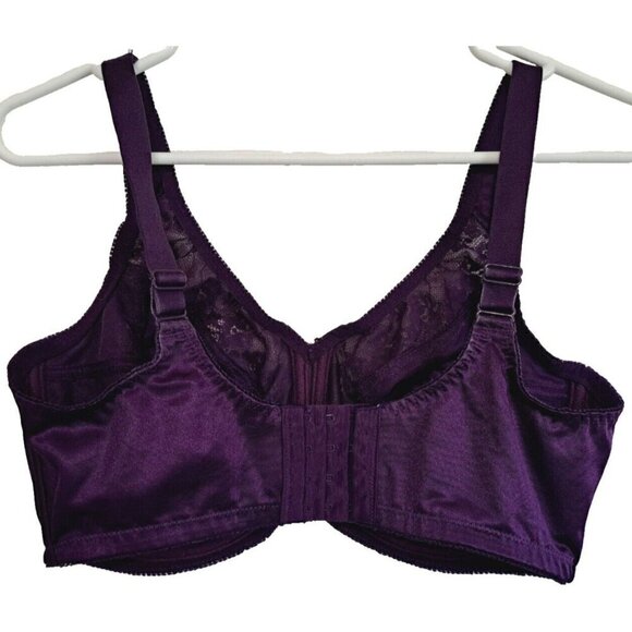 36DDD Full Coverage Lace Underwire Bra Purple Adjustable Straps - Picture 3 of 5